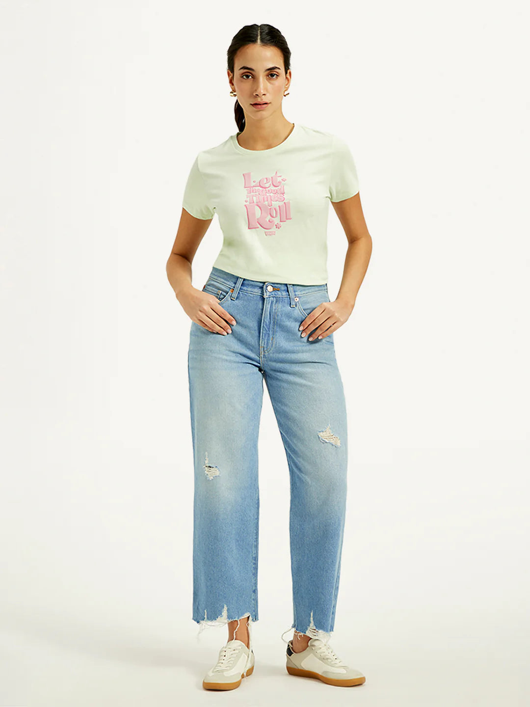 Classic Mid Rise Baggy Fit Blue Jeans for Women Stylish and Comfortable