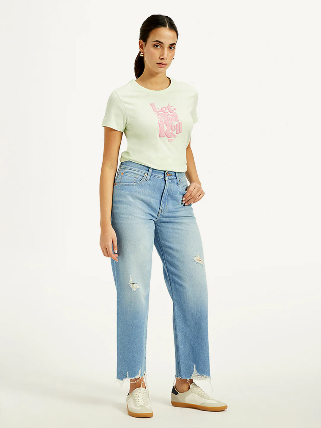 Classic Mid Rise Baggy Fit Blue Jeans for Women Stylish and Comfortable