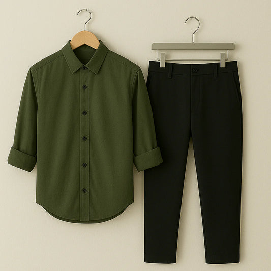 Mens Business Casual Formal Shirt and Pant Combo Office Ready Attire