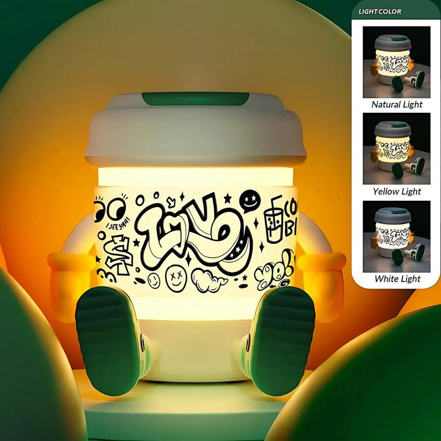 Multifunction LED Coffee Lamp with Phone Holder and Bluetooth Speaker