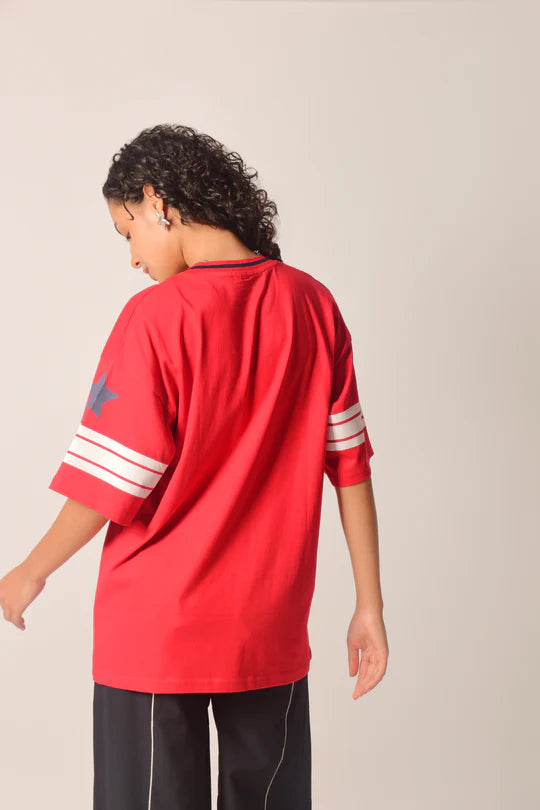 Stylish Oversized Varsity Casual T-Shirt Women