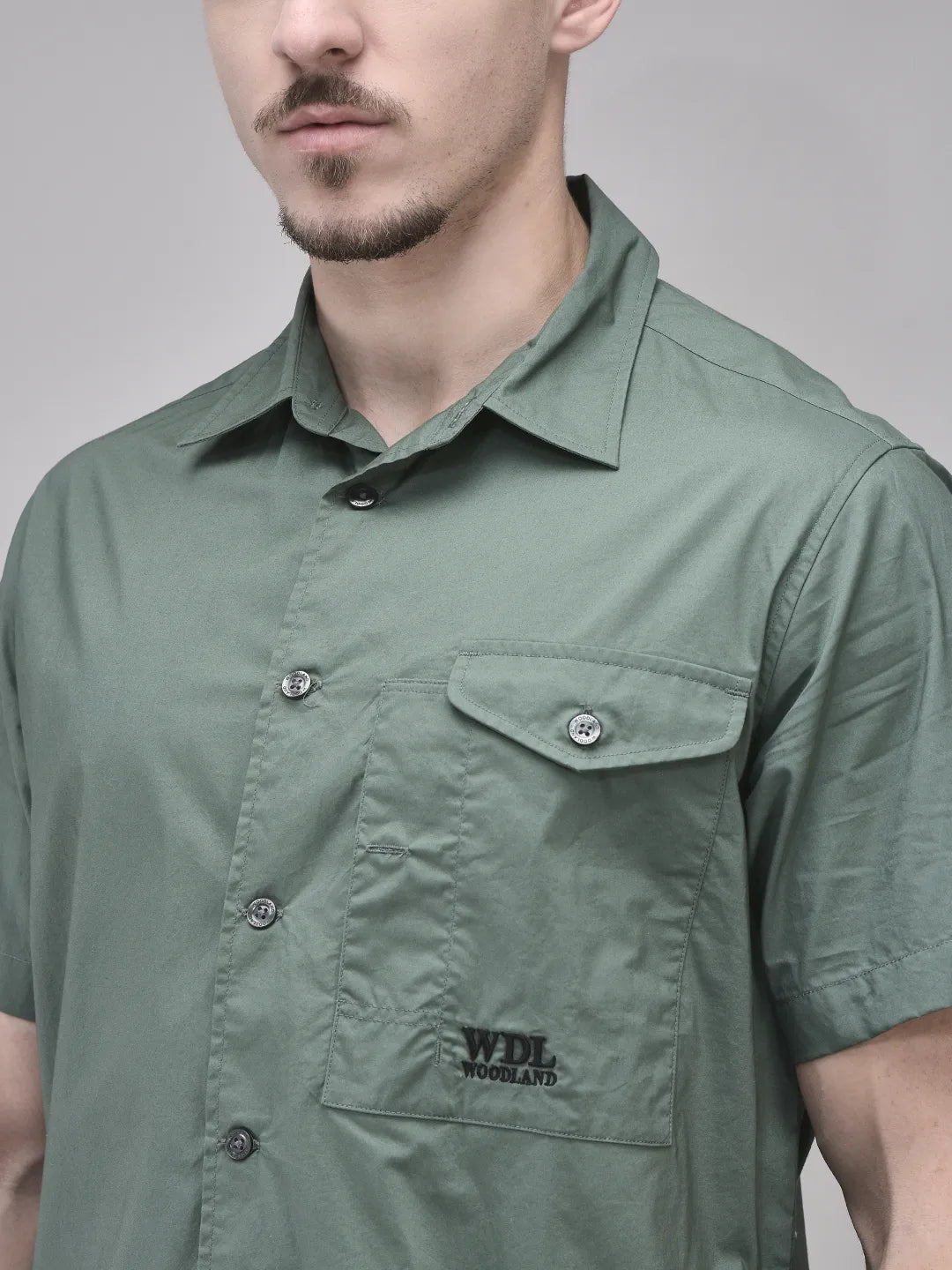 Men’s Casual Frosty Green Cotton Shirt for Office, Travel, and Weekend Wear