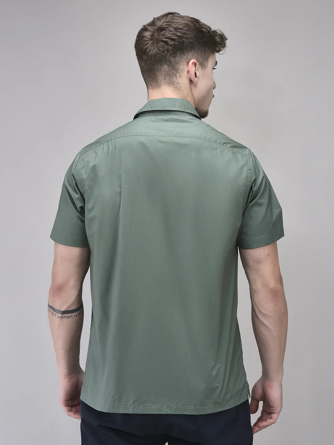 Men’s Casual Frosty Green Cotton Shirt for Office, Travel, and Weekend Wear