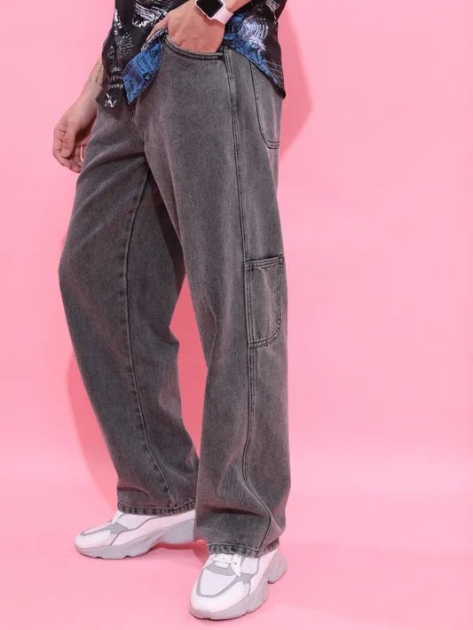 Comfortable Grey Straight Fit Jeans for Men Durable Soft Denim Perfect for Travel, Parties, and Casual Daily Wear