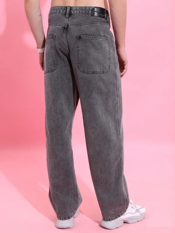 Comfortable Grey Straight Fit Jeans for Men Durable Soft Denim Perfect for Travel, Parties, and Casual Daily Wear