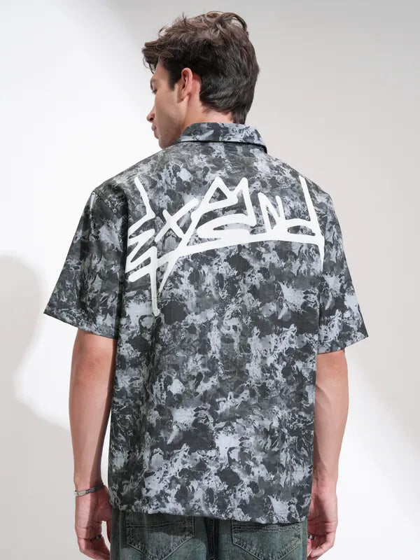 Lightweight Men’s Black Printed Oversized Fit Shirt Stylish Everyday Casual Wear
