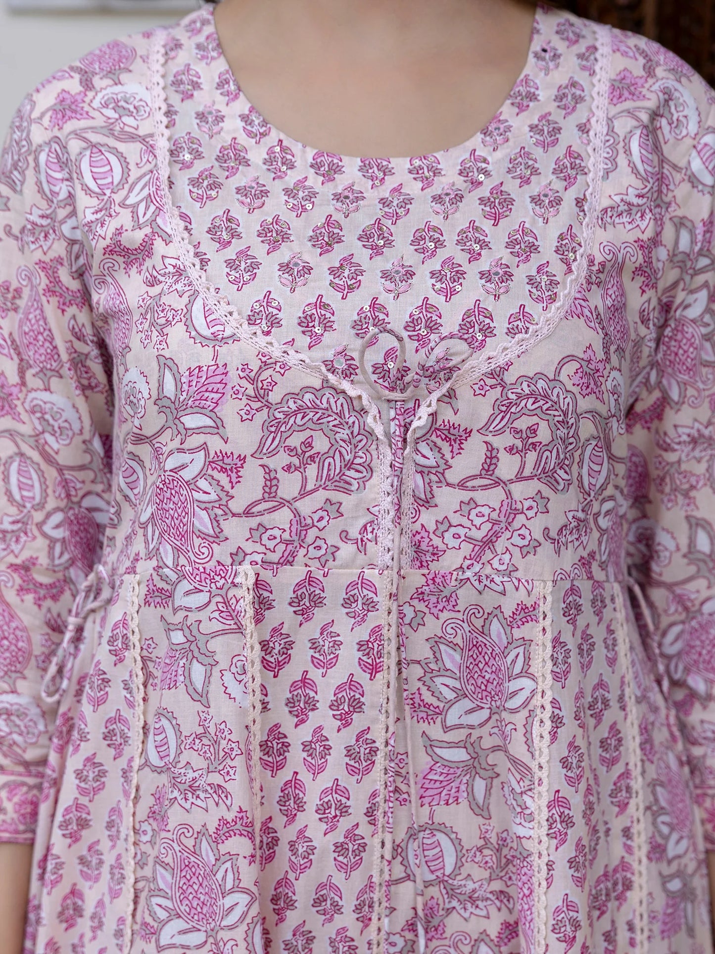 Festive Wear Pink Printed Anarkali Kurta Trousers & Dupatta Set for Women with Elegant Ethnic Style