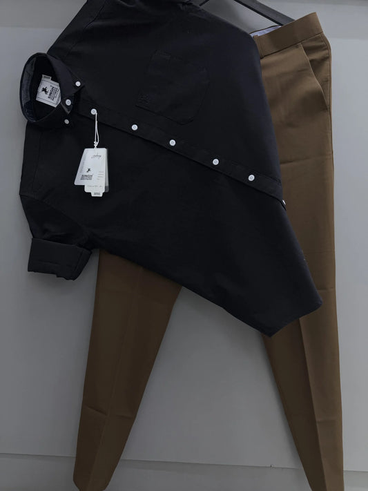 Versatile Men’s Outfit with Cotton Oxford Shirt and Trouser Perfect for Work Travel Smart Casual and Daily Wear