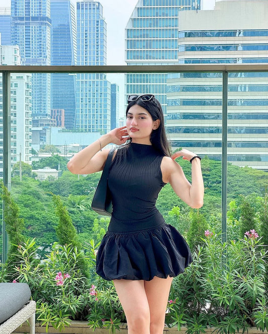 Modern Cairo Statement Summer Dress in Black Elegant Silhouette Ideal for Special Occasions and Casual Events