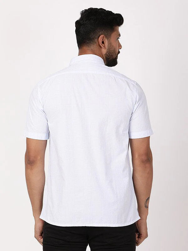 Premium Men’s Checked Cotton Shirt with Short Sleeves and Modern Fit