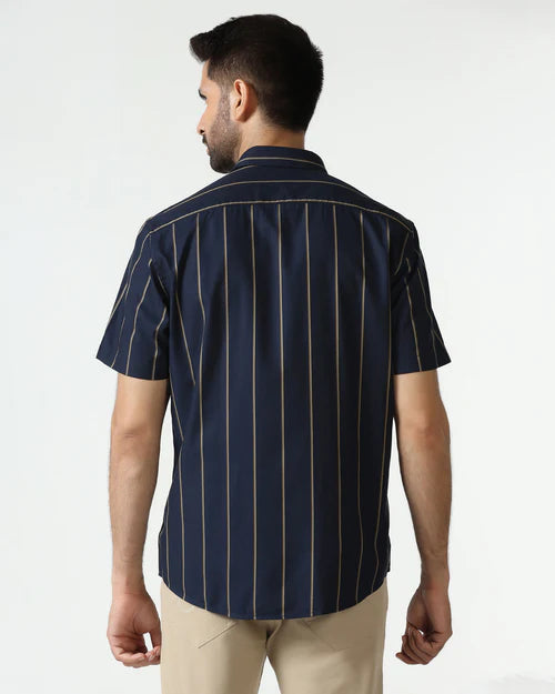 Soft Cotton Half Sleeve Stripe Shirt for Men Ideal for Office and Weekend Wear