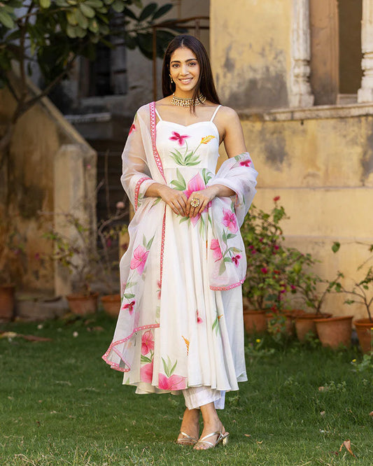 Party Wear Designer Nirvi Handpainted Suit Set with Dupatta