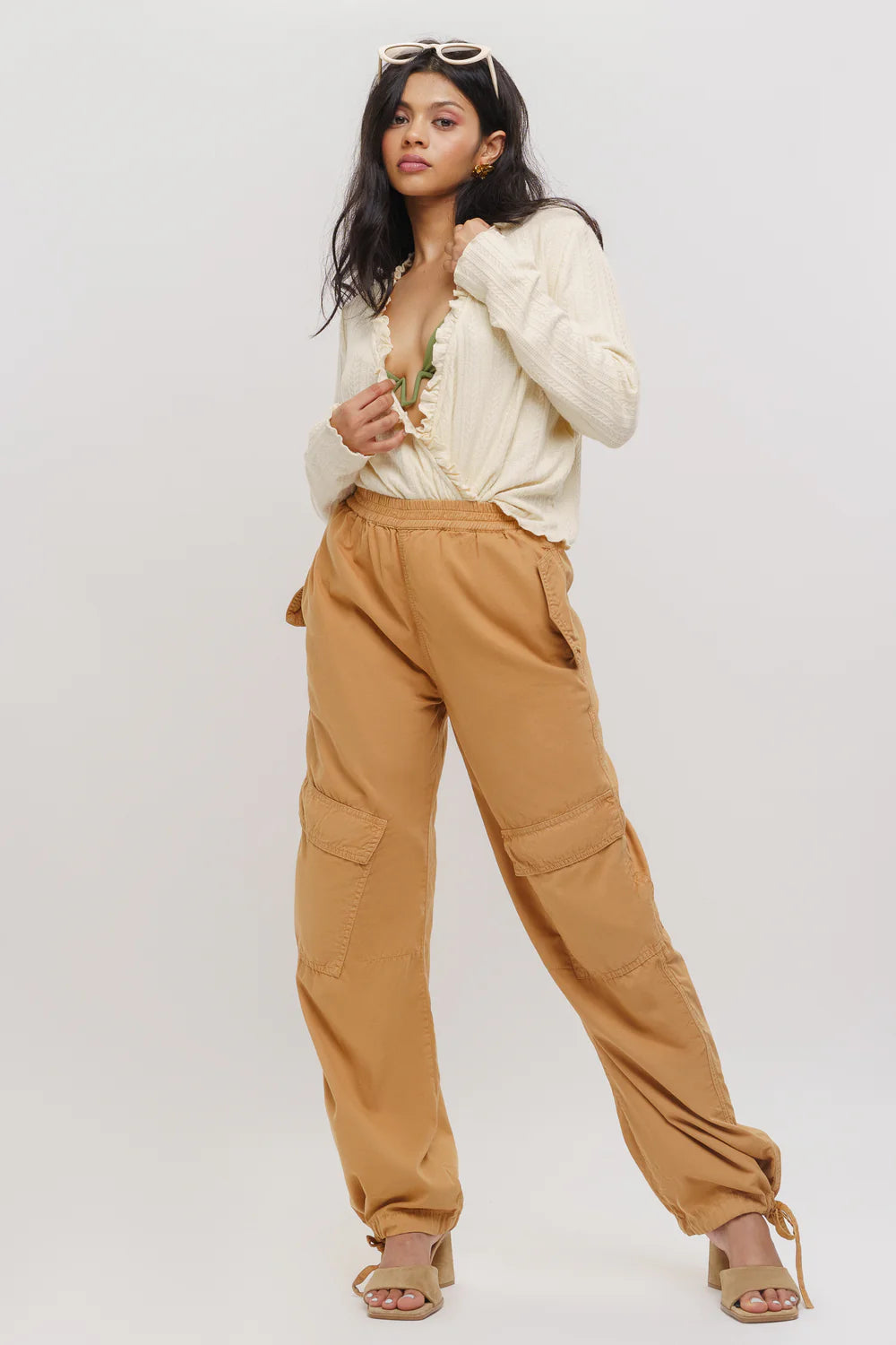 Modern Sand Tapered Cargo Pants for Women with Sleek Everyday Style