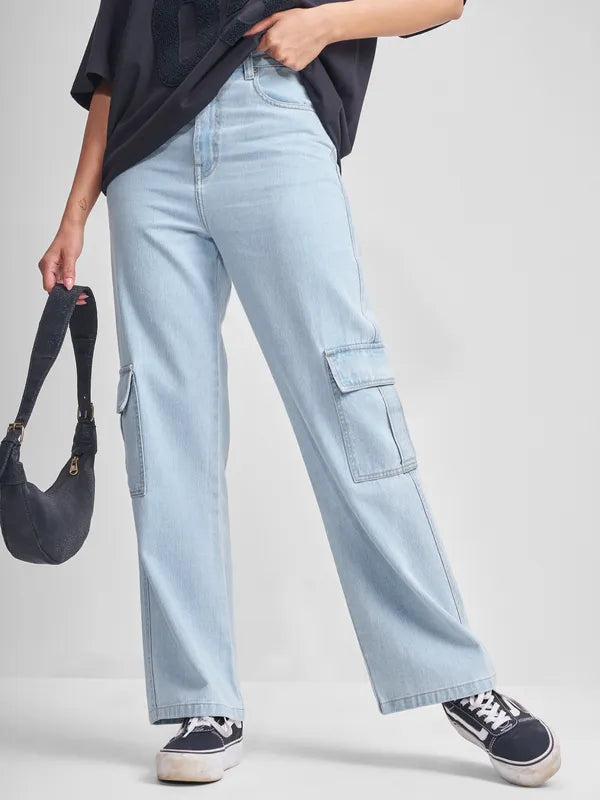 Everyday Wear Women’s Blue Flared Denim Jeans with Stylish Finish