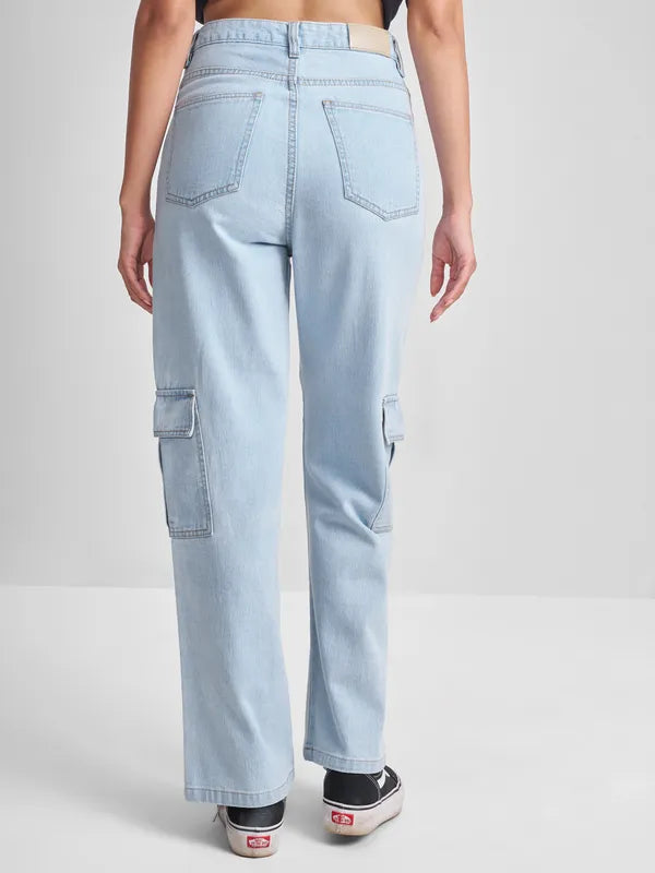 Everyday Wear Women’s Blue Flared Denim Jeans with Stylish Finish