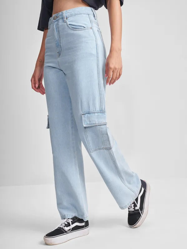 Everyday Wear Women’s Blue Flared Denim Jeans with Stylish Finish