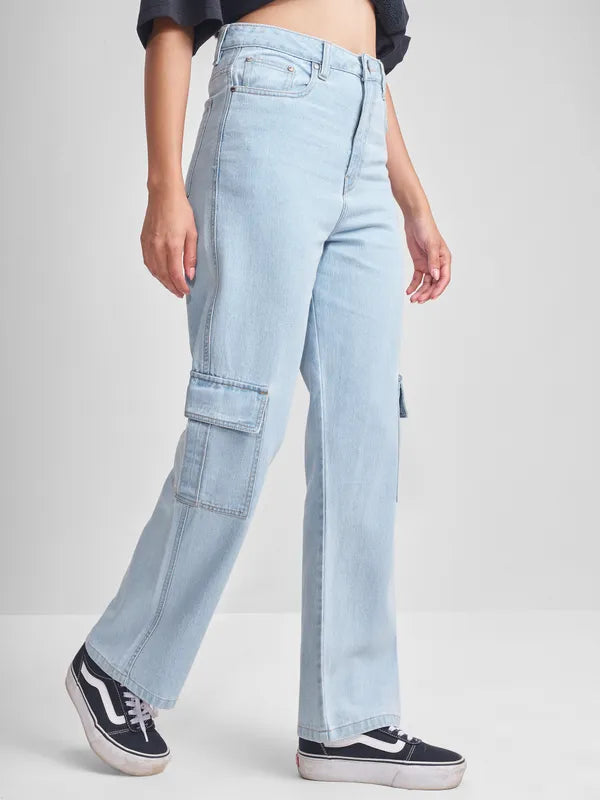 Everyday Wear Women’s Blue Flared Denim Jeans with Stylish Finish