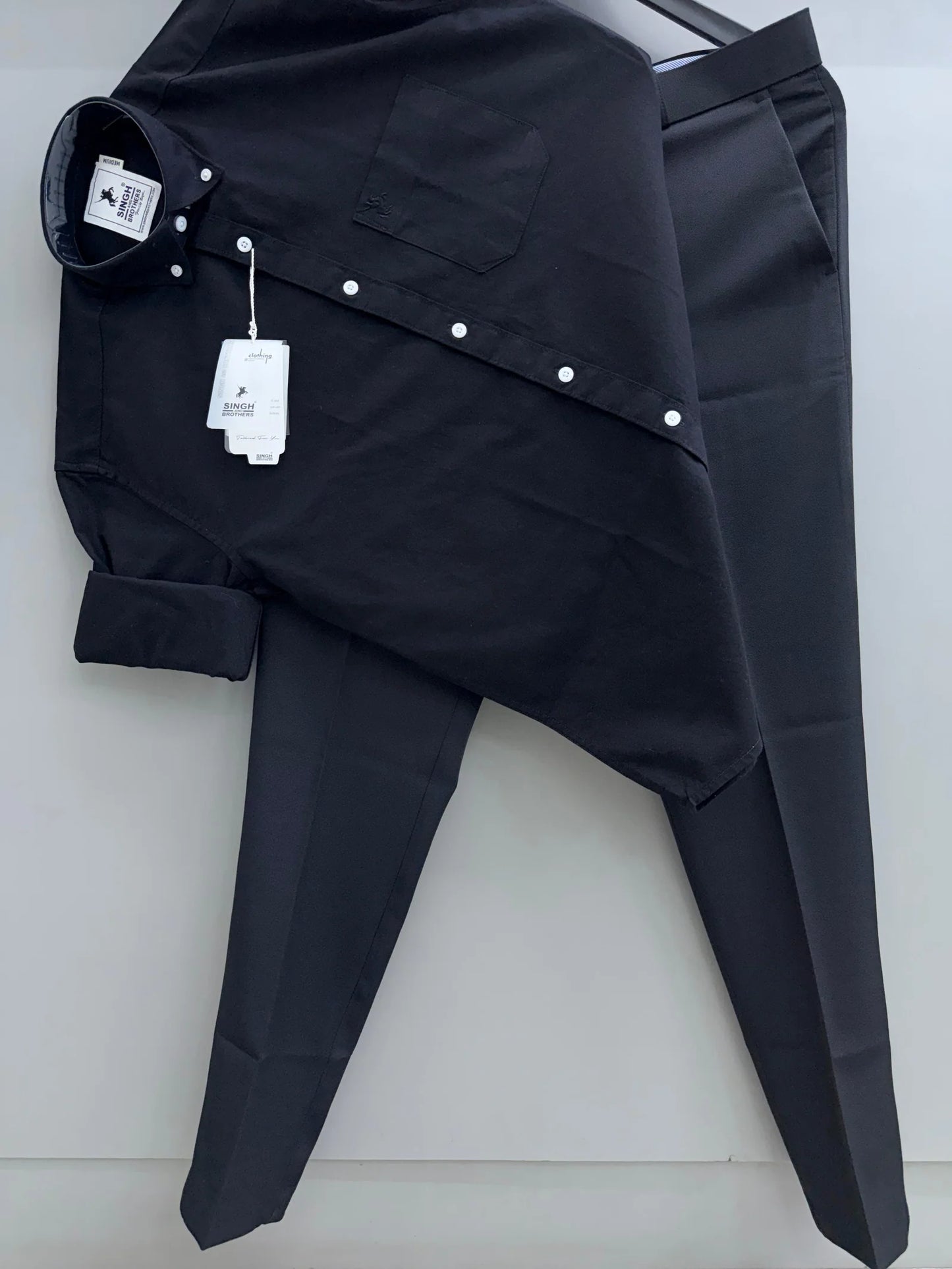 Office Ready Mens Black Oxford Shirt with Black Formal Pant