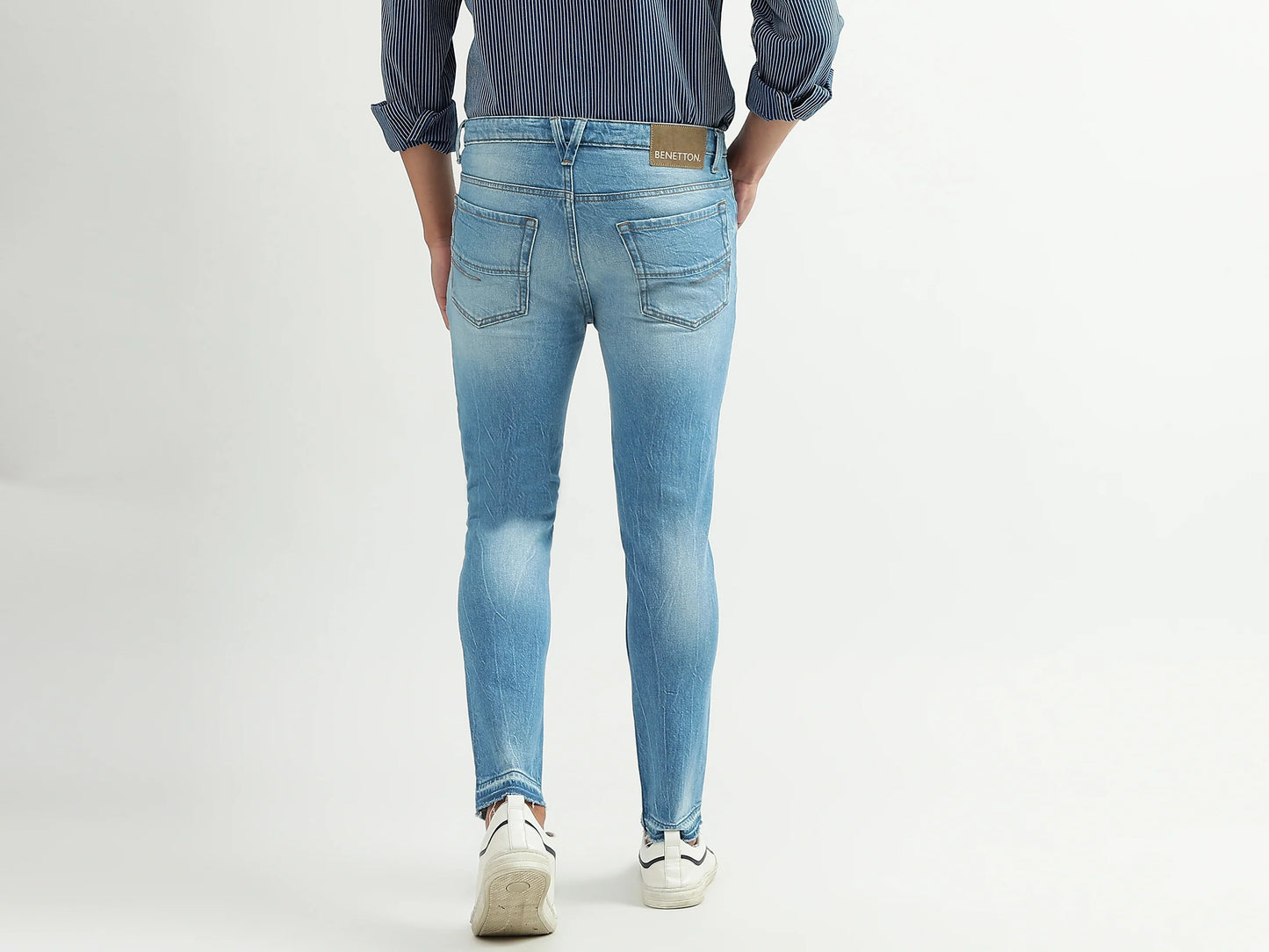 Comfortable Men Solid Low Crotch Jeans with Relaxed Silhouette