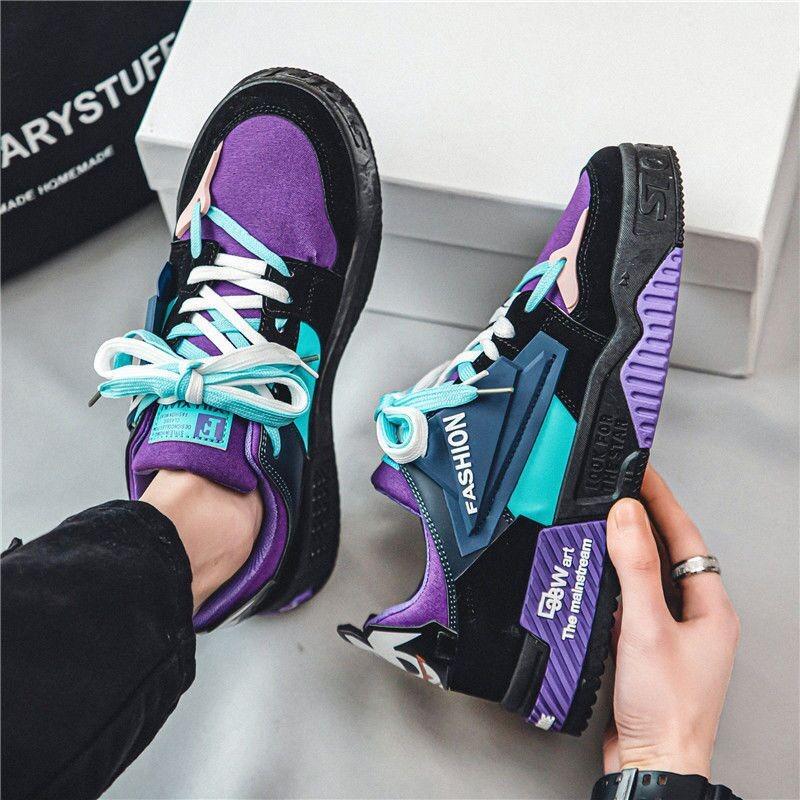 Versatile Mens Casual Sneakers Colorful Platform Vulcanized Shoes
