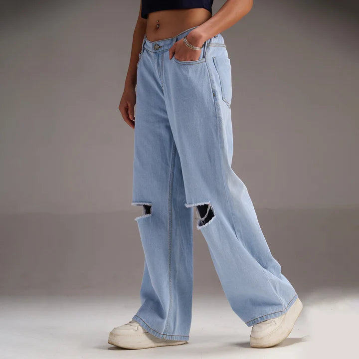 Modern Casual Baggy Wide-Leg Jeans for Women with Relaxed Silhouette
