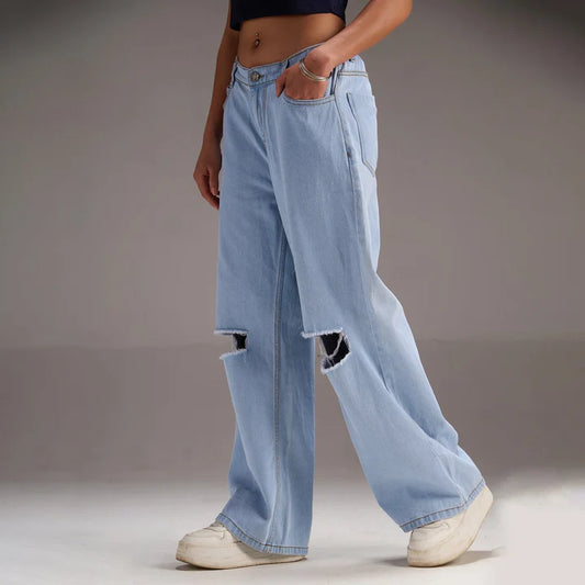 Modern Casual Baggy Wide-Leg Jeans for Women with Relaxed Silhouette