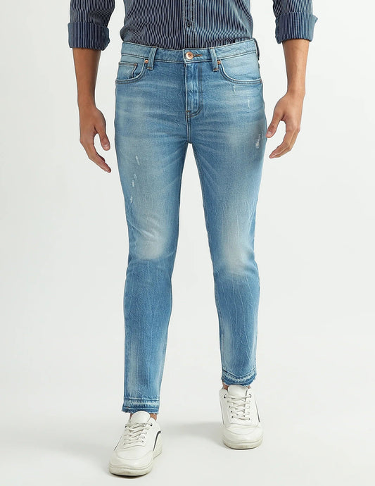 Comfortable Men Solid Low Crotch Jeans with Relaxed Silhouette