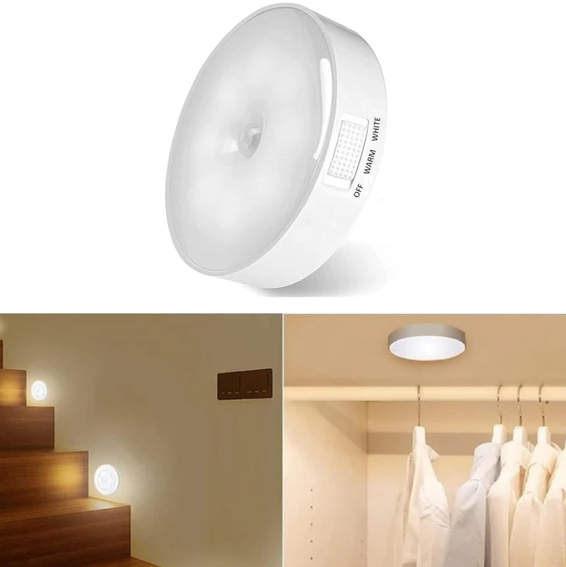 Warm Glow Motion Sensor LED Light with Automatic On and Off Feature for Closets and Cabinets