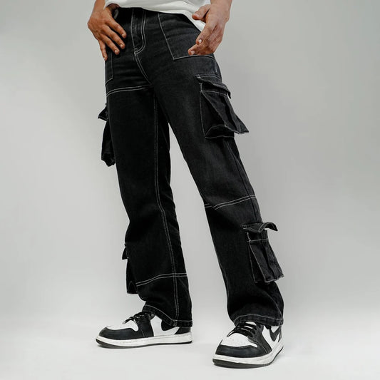 Soft and Comfortable Men’s Carpenter Jeans Cargo Pants with Functional Pockets