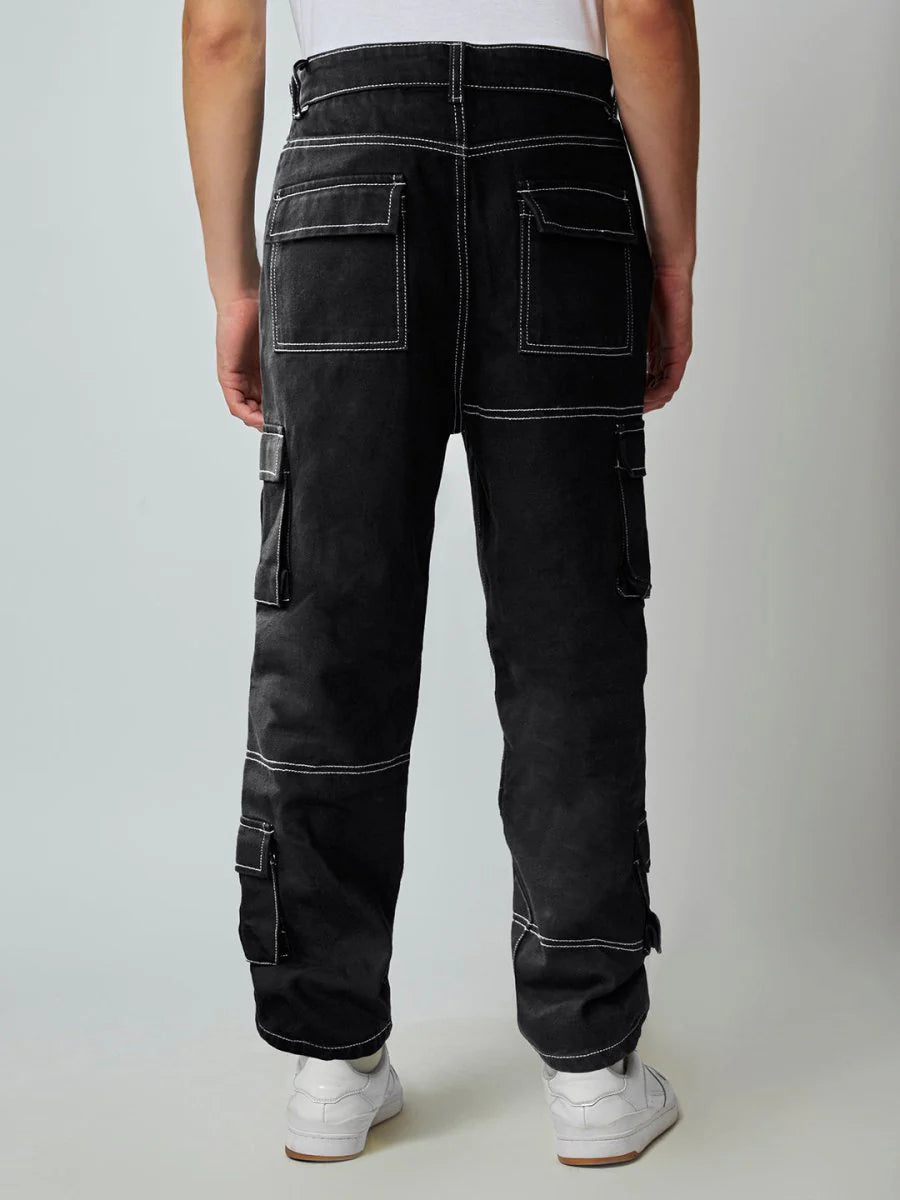 Soft and Comfortable Men’s Carpenter Jeans Cargo Pants with Functional Pockets