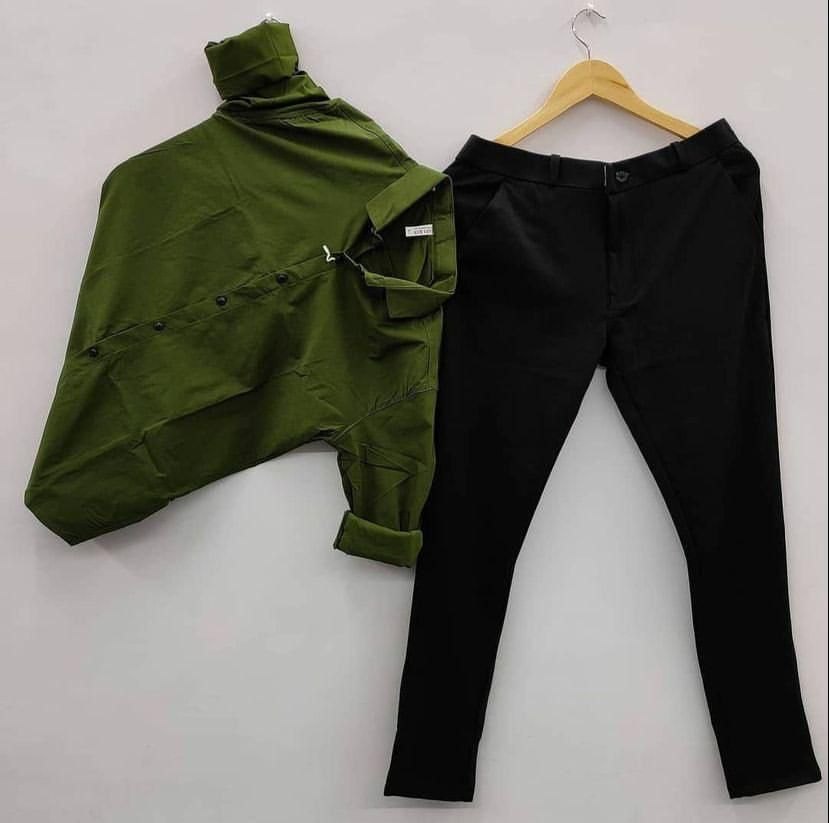 Plain Cotton Lycra Blend Shirt with Pant Combo Full Sleeve Outfit Perfect for Work Meetings