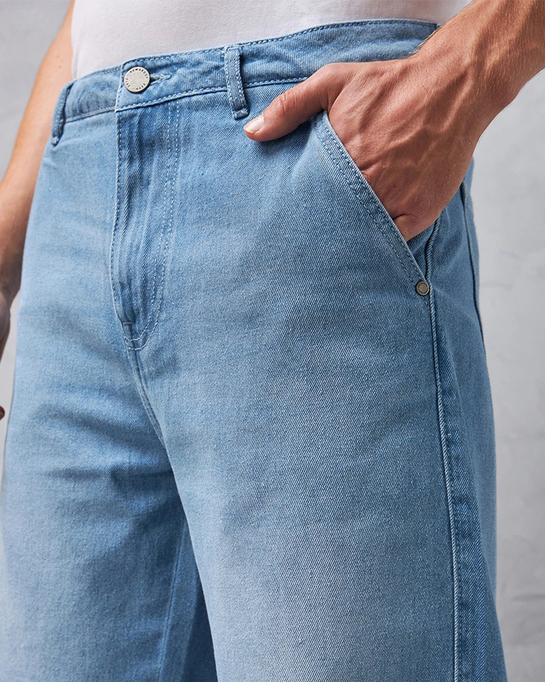 Stylish Mens Loose Fit Blue Cut & Sew Denim Jeans Cotton Blend Everyday Use