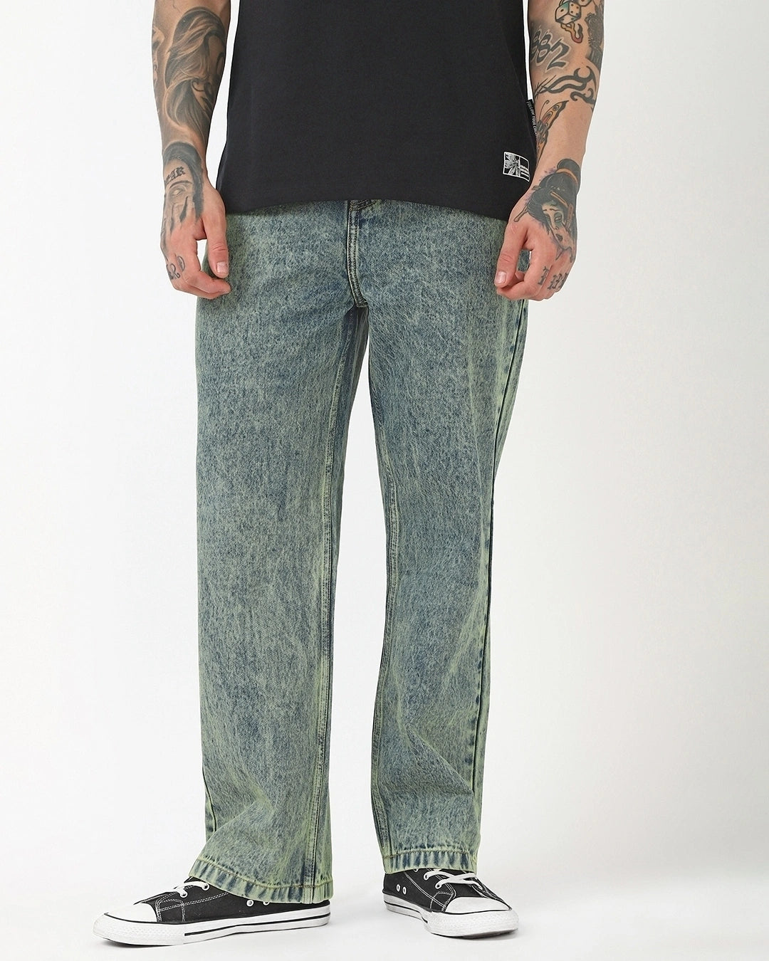 Classic Bluish Green Washed Straight Fit Mid Rise Jeans with Timeless Denim Design