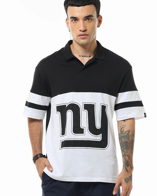 White Black Color Block Polo T Shirt Mens Oversized Streetwear