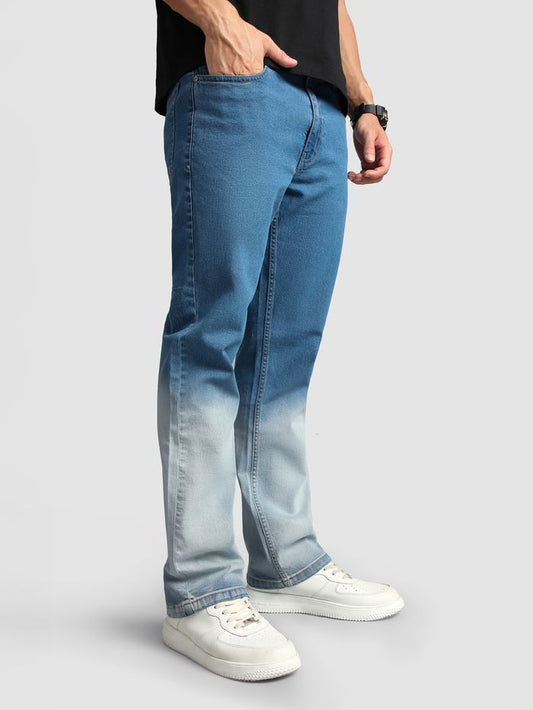 Mid Blue Ombre Bootcut Jeans for Men Offering Modern Comfort