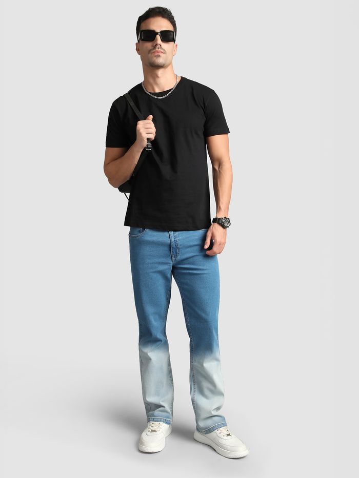 Mid Blue Ombre Bootcut Jeans for Men Offering Modern Comfort