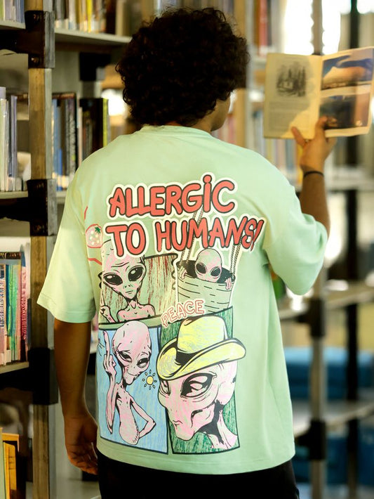 Fashionable Pista Green Oversized T-Shirt with Unique Puff Print Offering Casual and Streetwear Look