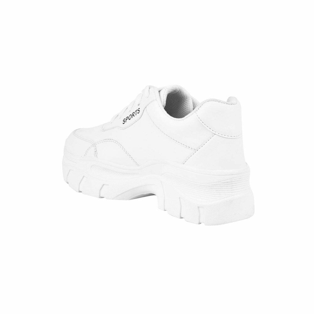 Street Style White Chunky Sneakers Women and Girls Comfortable Lace Up Footwear