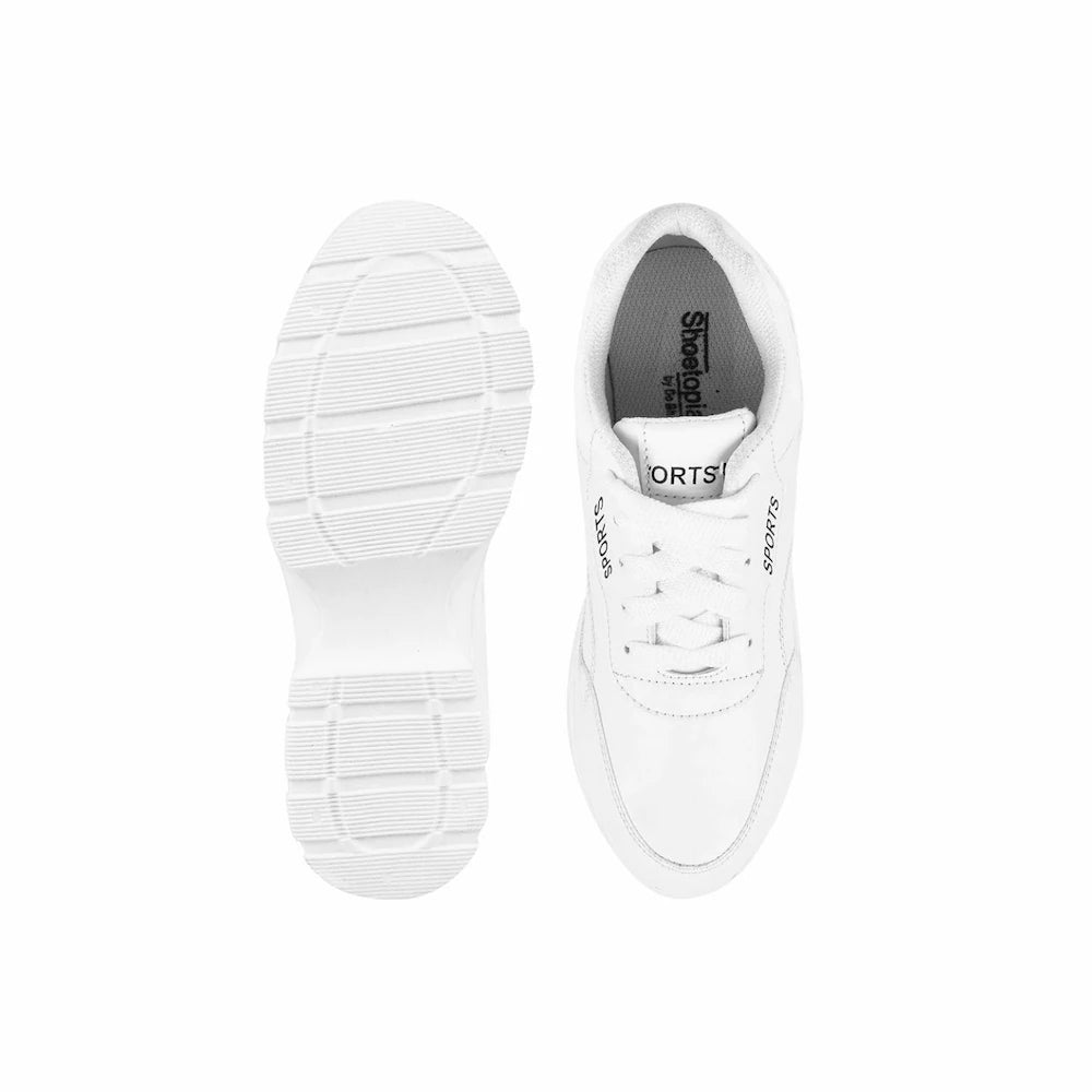 Street Style White Chunky Sneakers Women and Girls Comfortable Lace Up Footwear