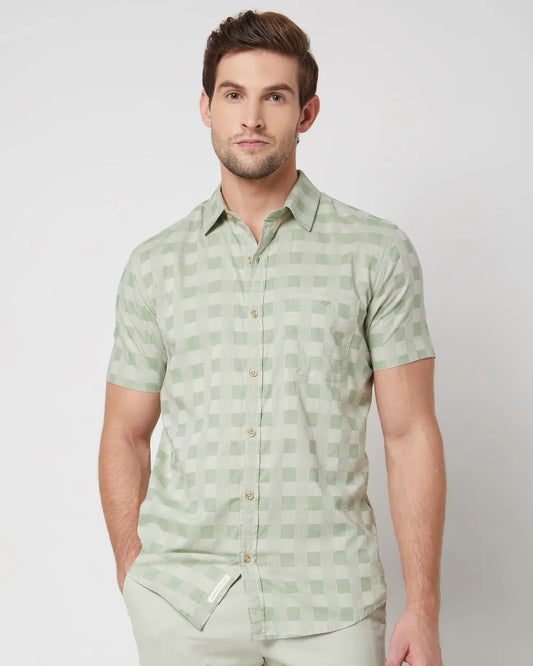 Versatile Men’s Light Olive Slim Fit Shirt for Casual, Office, and Travel Wear