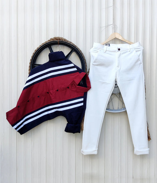 Modern Casual Denim Jeans with Stylish Designer Shirt Set for Men’s Everyday Fashion and Trendy Look