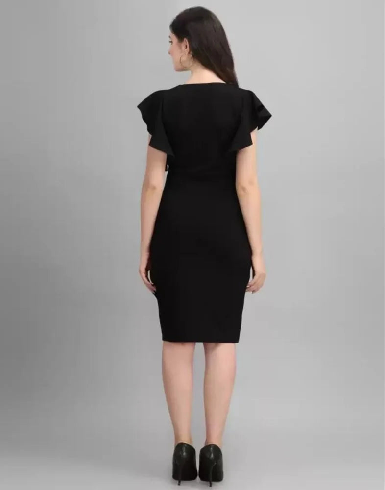 Fashionable Outfit Women’s Black Ruffle Bodycon Trendy Fit Perfect for Cocktail Events