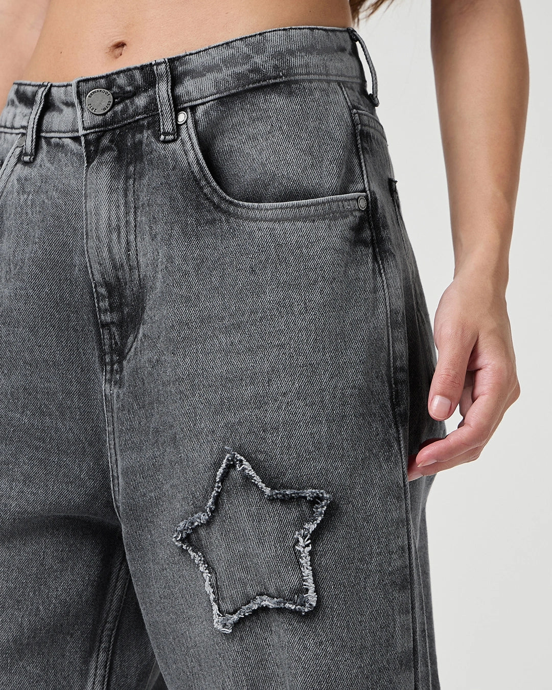 Black Washed Straight Fit Distressed Jeans Women’s Everyday Comfortable Loose Fit