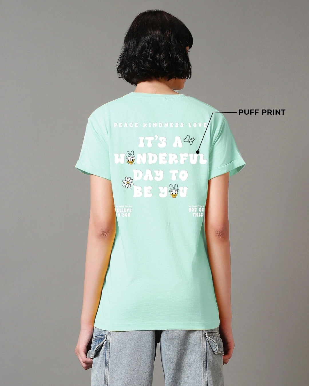 Comfortable Women’s Green Be You Graphic Boyfriend T Shirt Trendy Loose Fit Summer Outfit